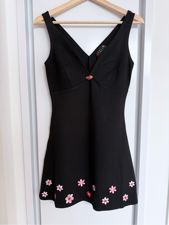 dELiA*s Dresses & Skirts - NWOT dELiA*s Black Floral Embroidered Mini Dress Y2K Coquette Size S